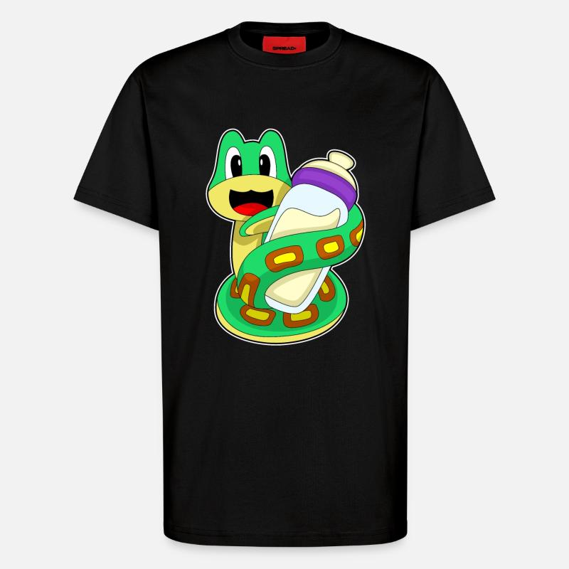 Lait de bébé Snake - T-shirt bio décontracté fabriqué en UE - SOLID BLACK