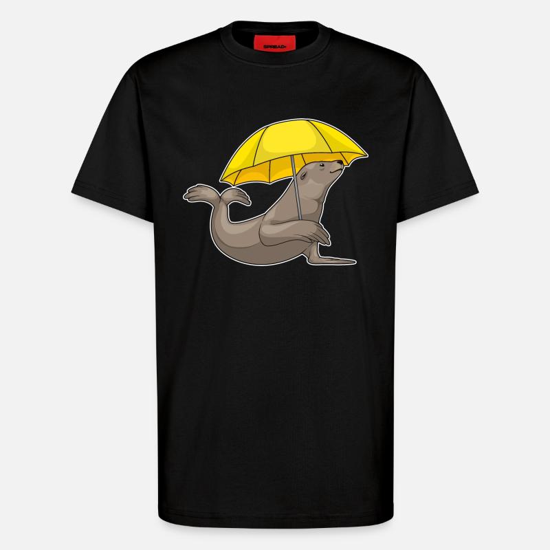 Parapluie de phoque - T-shirt bio décontracté fabriqué en UE - SOLID BLACK