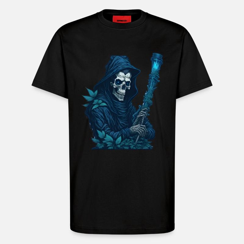 Faucheuse avec pipe d’herbe - T-shirt bio décontracté fabriqué en UE - SOLID BLACK