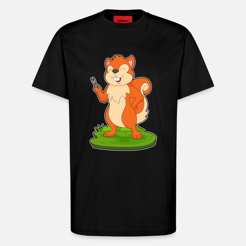 Écureuil Coiffeur Ciseaux - T-shirt bio décontracté fabriqué en UE - SOLID BLACK