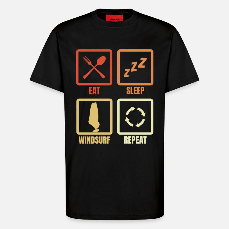 Windsurfen Zeitplan - T-Shirt - made by SPREAD - SOLID BLACK