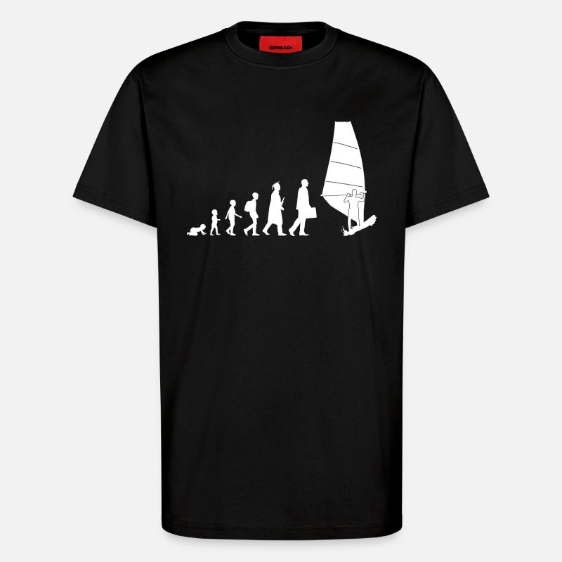 Windsurfing Evolution - T-Shirt - made by SPREAD - SOLID BLACK