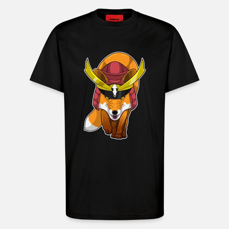 Fuchs Samurai Kampfkunst - T-Shirt - made by SPREAD - SOLID BLACK