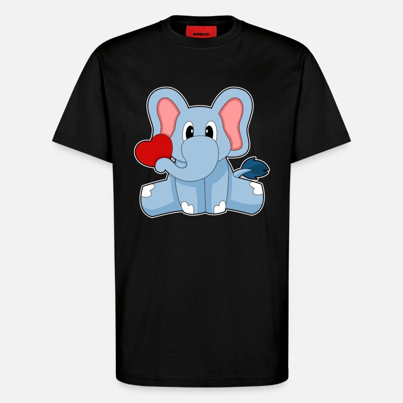 Elefant Herz - T-Shirt - made by SPREAD - SOLID BLACK
