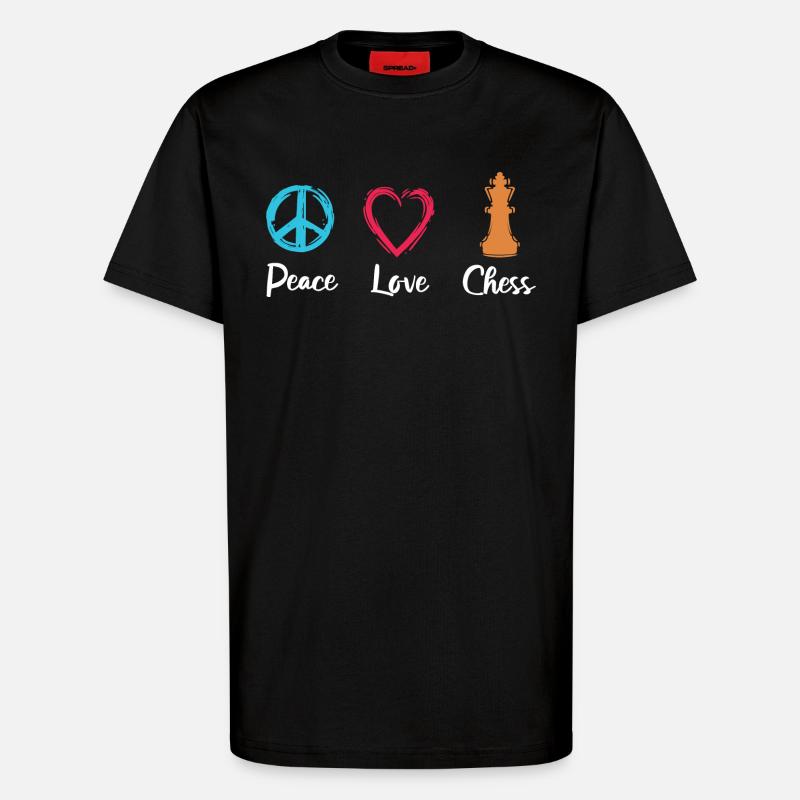 Paix Amour Échecs - T-shirt bio décontracté fabriqué en UE - SOLID BLACK