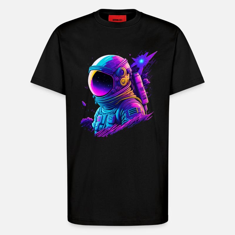 Synthwave Astronaut Space Explorer - T-Shirt - made by SPREAD - SOLID BLACK