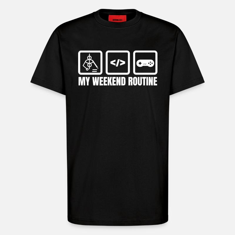 Ma routine du week-end - T-shirt bio décontracté fabriqué en UE - SOLID BLACK