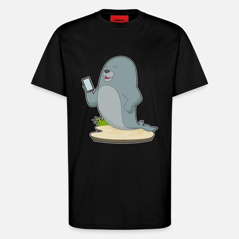 Seal Mobile - T-shirt bio décontracté fabriqué en UE - SOLID BLACK