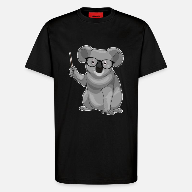 Koala Teacher Pointer - T-shirt bio décontracté fabriqué en UE - SOLID BLACK