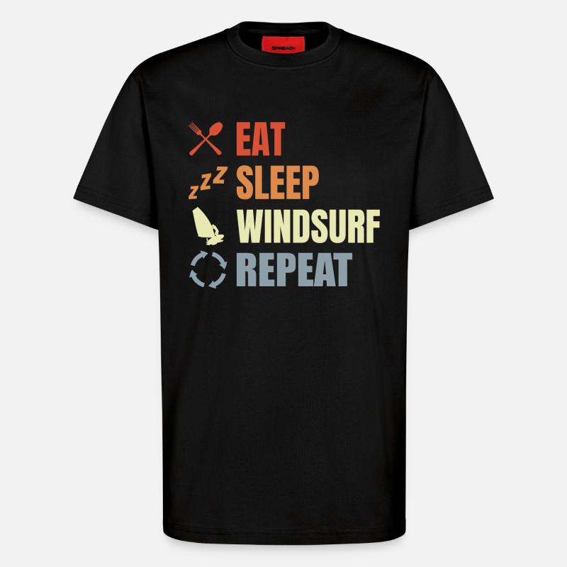 Windsurfer Routine - T-Shirt - made by SPREAD - SOLID BLACK