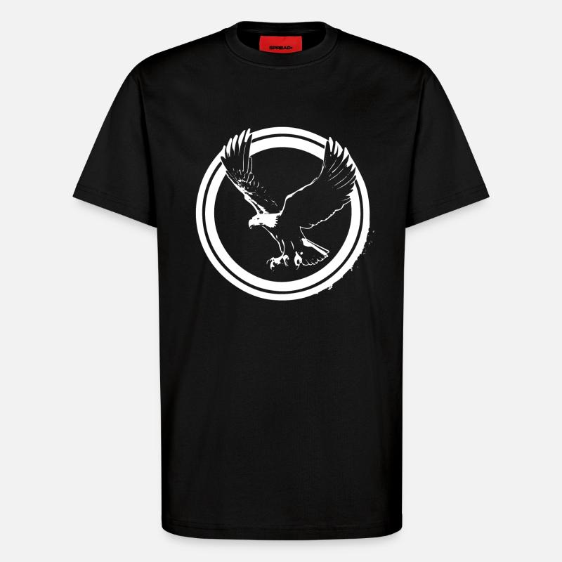 Eagle logo in circles - T-Shirt - made by SPREAD - SOLID BLACK