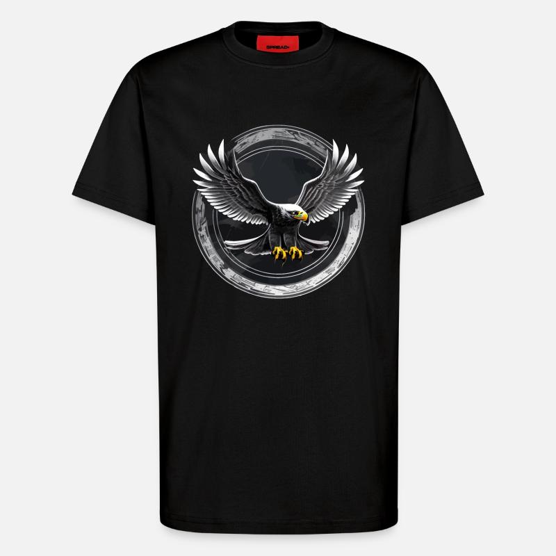 Eagle logo in circle - T-Shirt - made by SPREAD - SOLID BLACK