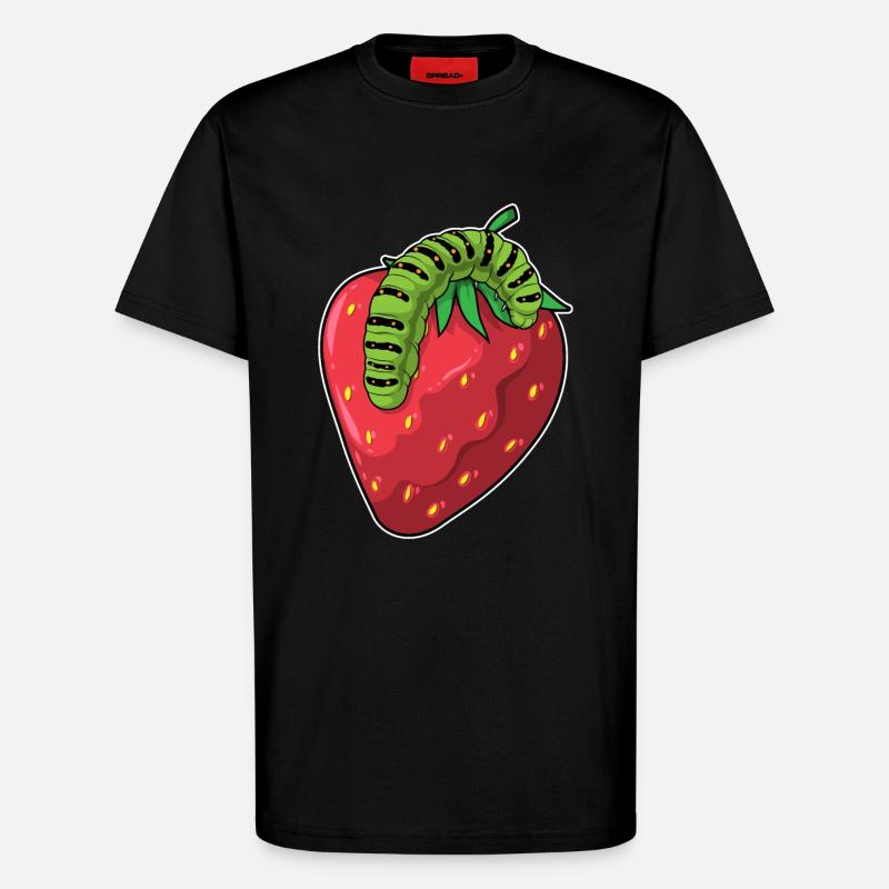 Raupe Erdbeere - T-Shirt - made by SPREAD - SOLID BLACK