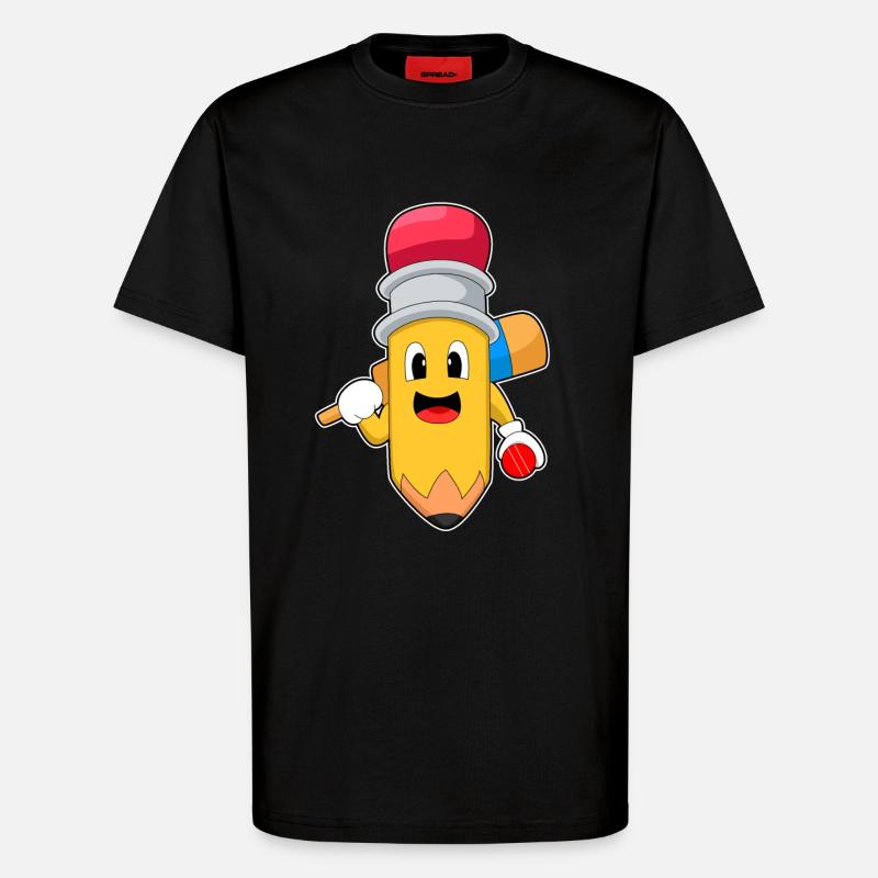 Bleistift Cricket Cricketschläger - T-Shirt - made by SPREAD - SOLID BLACK