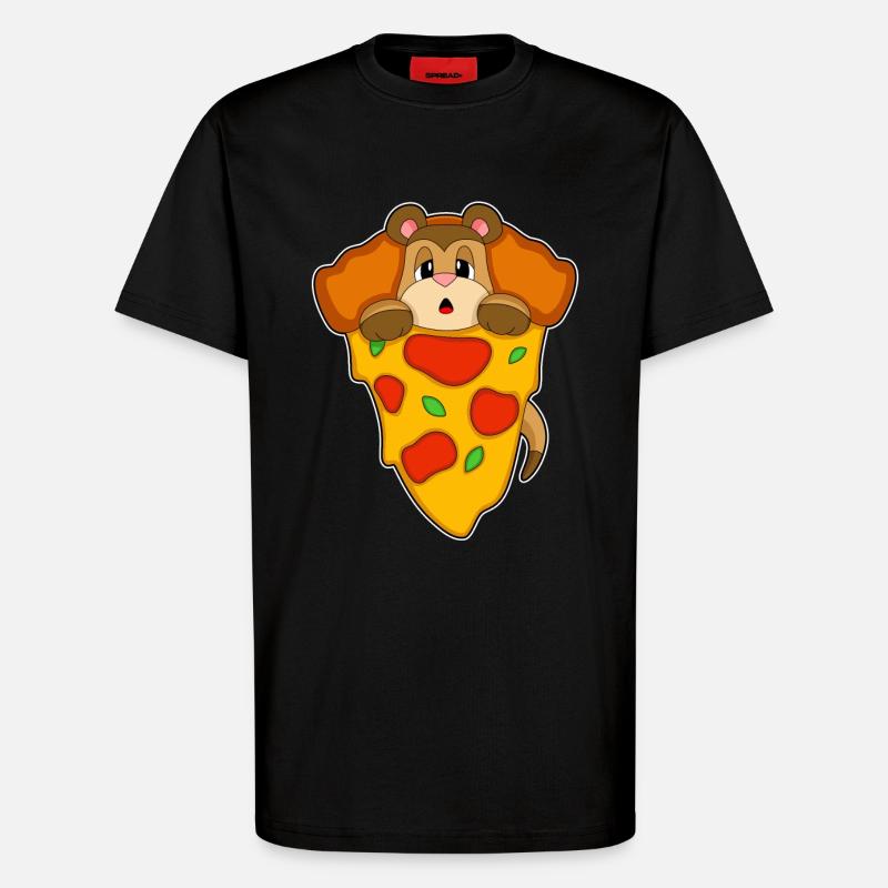 Erdmännchen Pizza - T-Shirt - made by SPREAD - SOLID BLACK