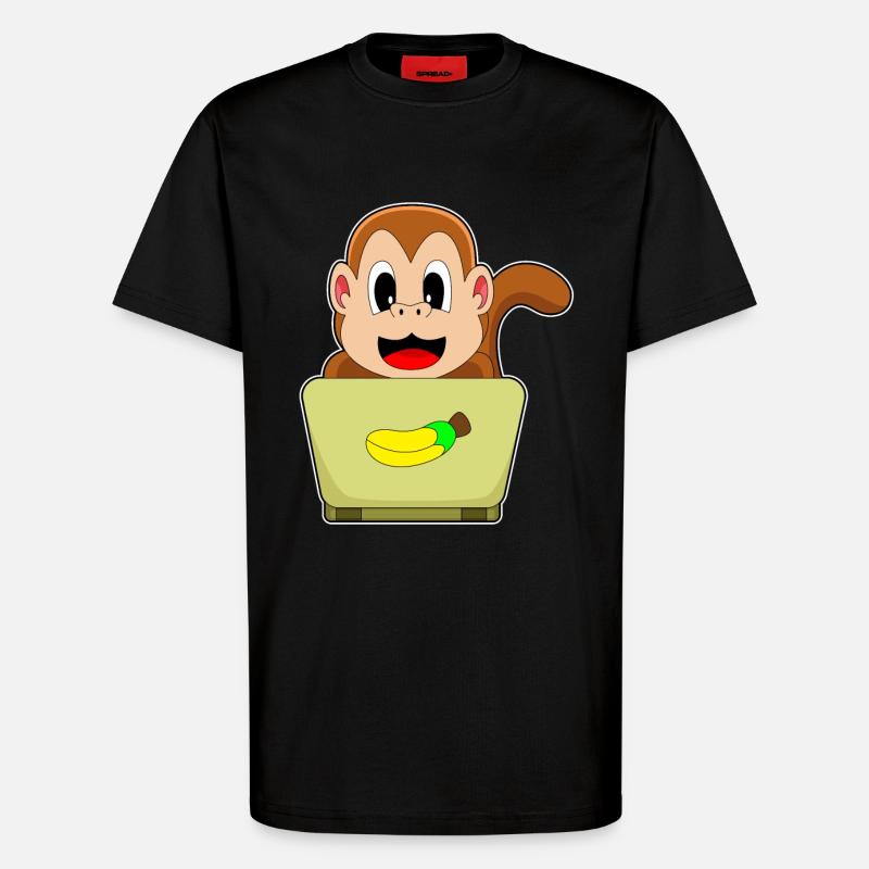 Affe Laptop - T-Shirt - made by SPREAD - SOLID BLACK