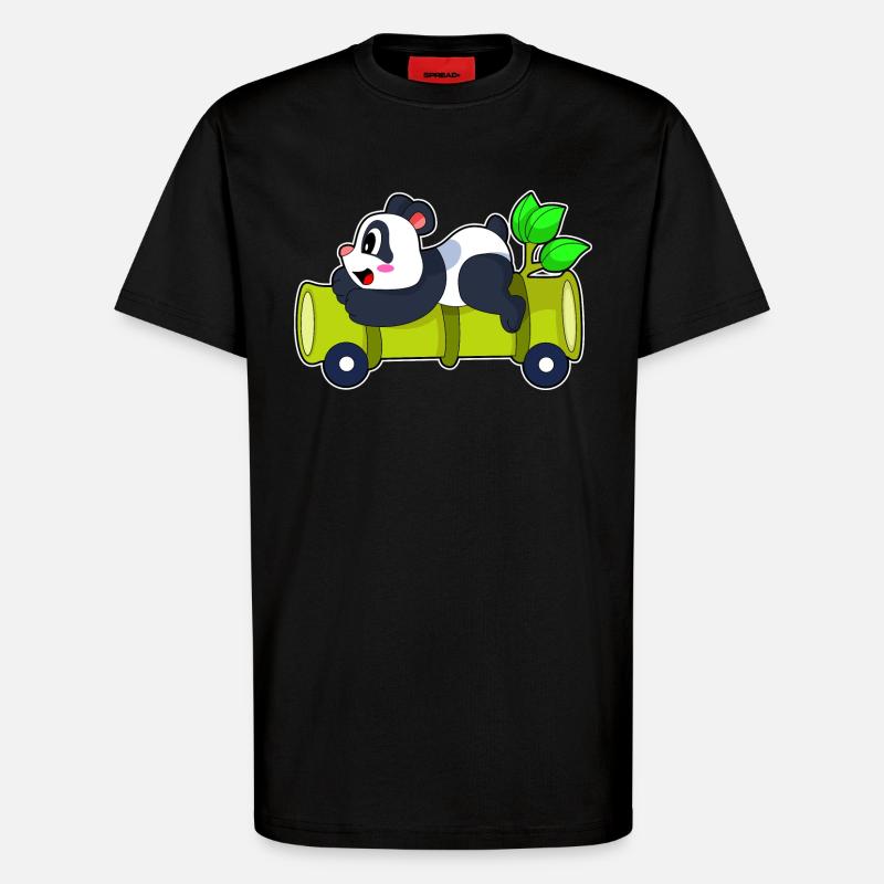 Panda Bambus Auto - T-Shirt - made by SPREAD - SOLID BLACK