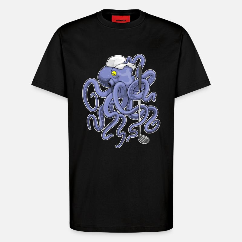 Krake Golf Golfschläger - T-Shirt - made by SPREAD - SOLID BLACK