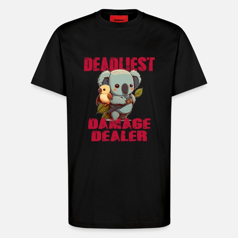 Tödlichster Schadenbringer Koalabär mit Vogel - T-Shirt - made by SPREAD - SOLID BLACK