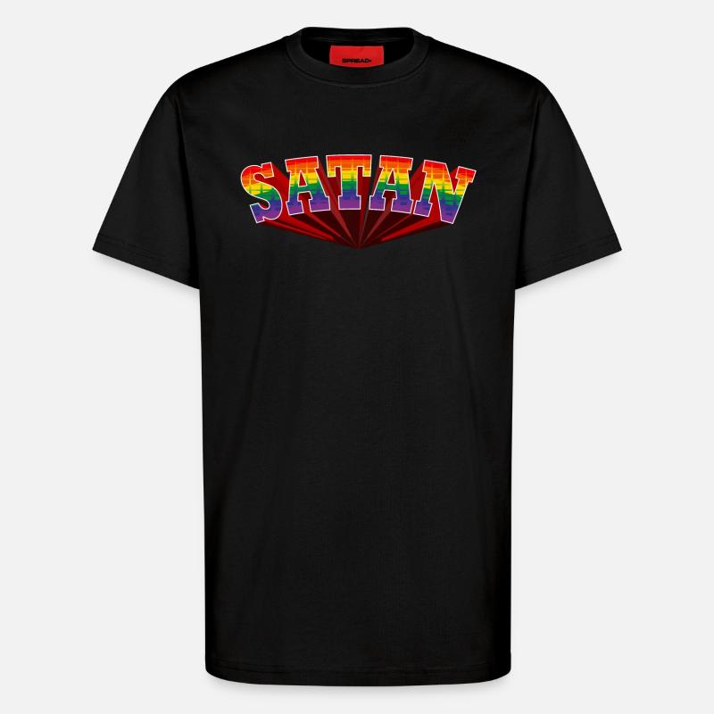 Satan Regenbogen Text - T-Shirt - made by SPREAD - SOLID BLACK