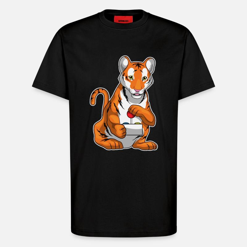 Tiger Gamer Controller - T-Shirt - made by SPREAD - SOLID BLACK