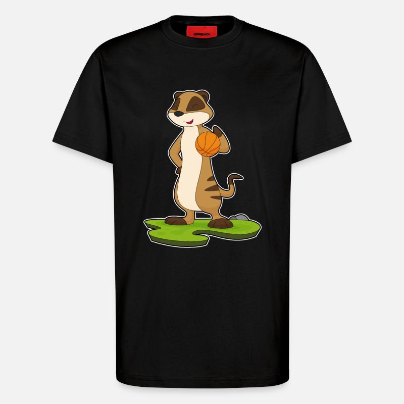Suricate Basketteur Basketteur Basket-ball - T-shirt bio décontracté fabriqué en UE - SOLID BLACK