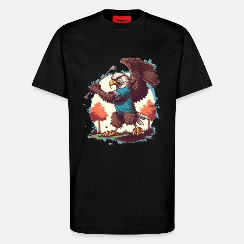 Adler schwingt den Golfschläger - T-Shirt - made by SPREAD - SOLID BLACK