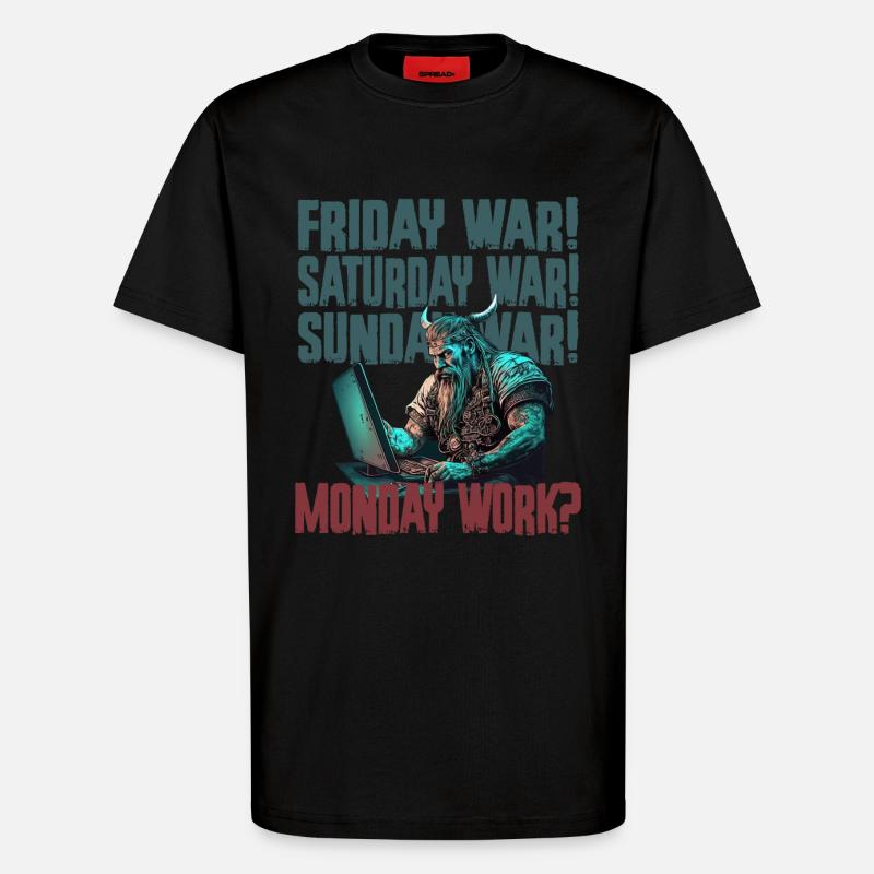 Monday work Programming Vikings - T-Shirt - made by SPREAD - SOLID BLACK