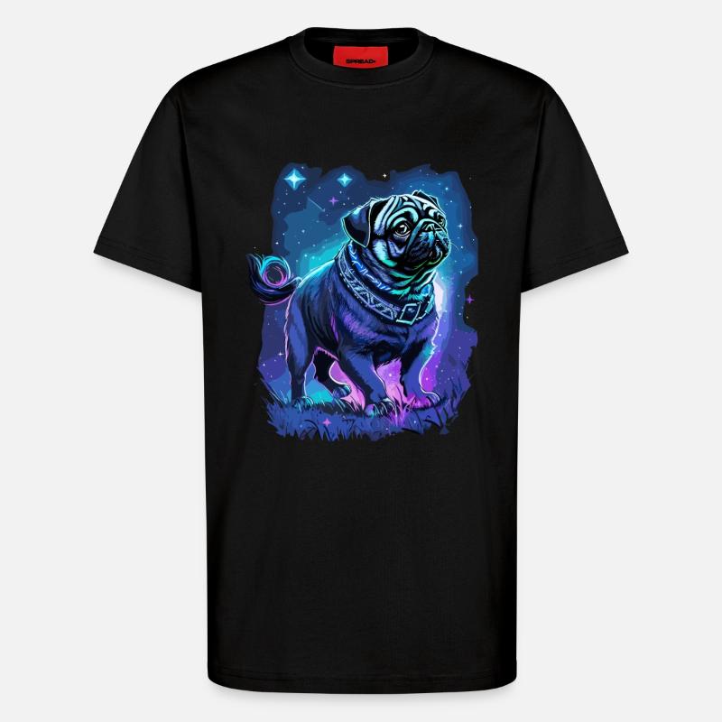 Mops Hund Mitternachtszauber - T-Shirt - made by SPREAD - SOLID BLACK
