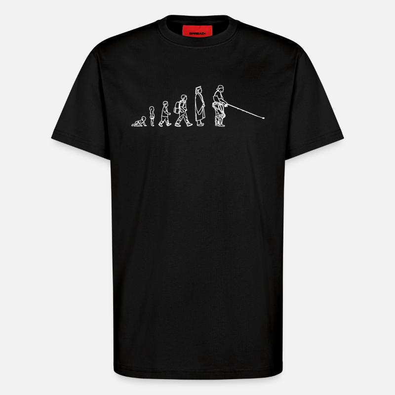 Évolution de la pêche - T-shirt bio décontracté fabriqué en UE - SOLID BLACK