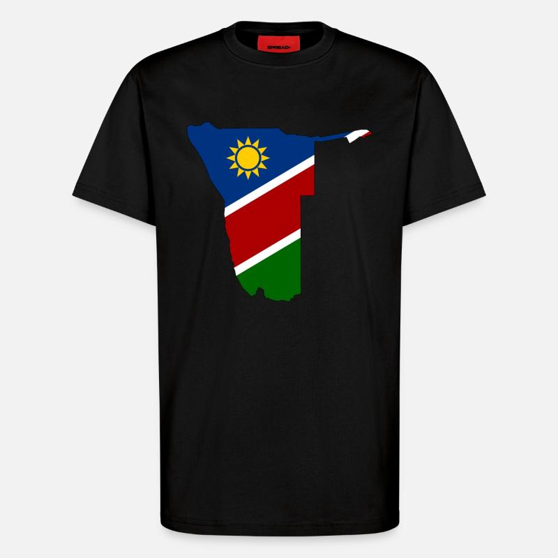 Namibia flag map - T-Shirt - made by SPREAD - SOLID BLACK