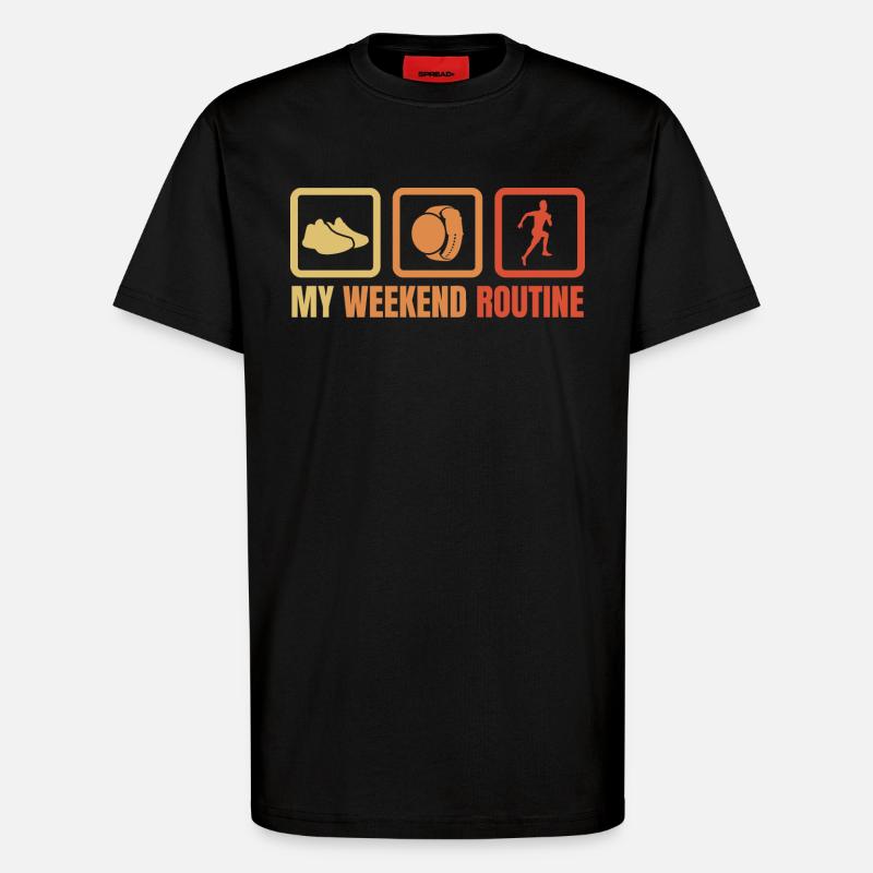 Runner Weekend Routine - T-Shirt - made by SPREAD - SOLID BLACK