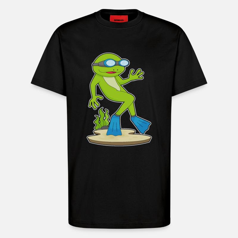 Plongeon de plongée de nage - T-shirt bio décontracté fabriqué en UE - SOLID BLACK