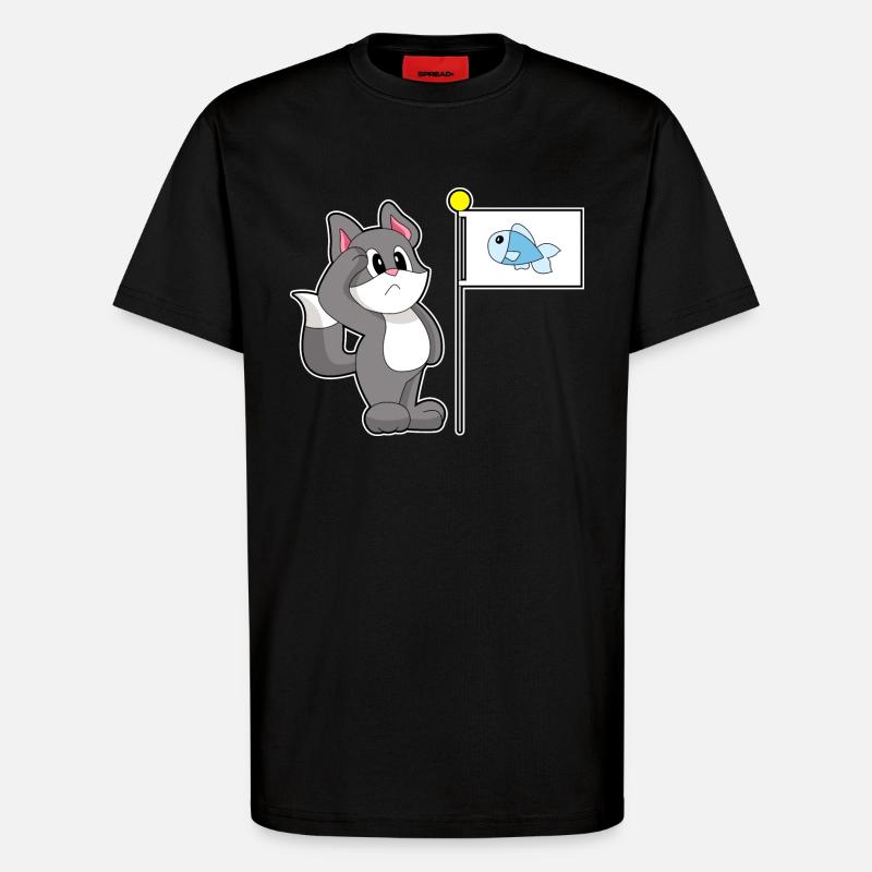 Drapeau de chat - T-shirt bio décontracté fabriqué en UE - SOLID BLACK