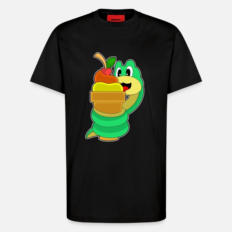 Crème glacée gaufre serpent - T-shirt bio décontracté fabriqué en UE - SOLID BLACK