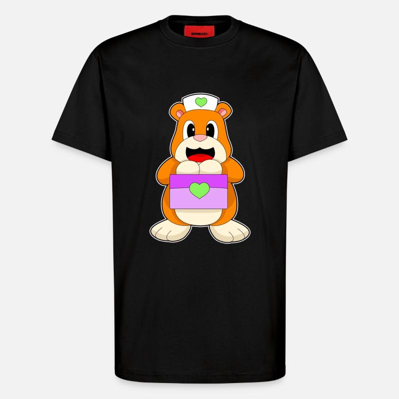 Hamster Krankenschwester Box - T-Shirt - made by SPREAD - SOLID BLACK