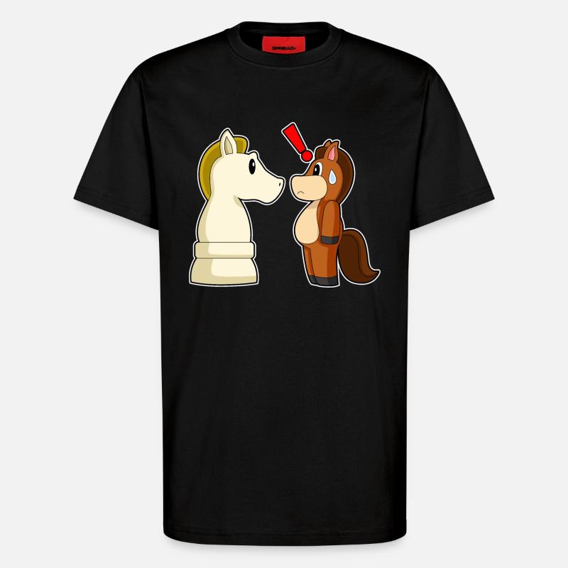 Pferd Schachfigur Springer Schach - T-Shirt - made by SPREAD - SOLID BLACK
