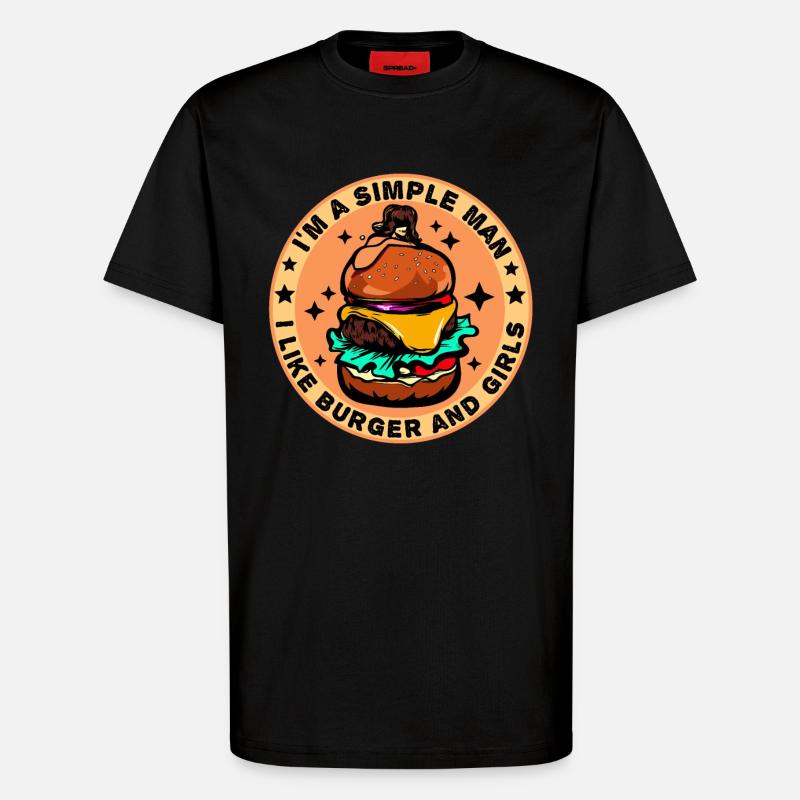 Burger Cheeseburger liebe - einfacher Mann - T-Shirt - made by SPREAD - SOLID BLACK