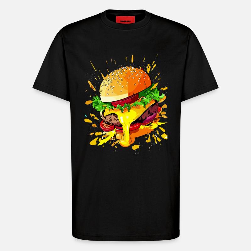 Extra Käse Burger Cheeseburger - T-Shirt - made by SPREAD - SOLID BLACK