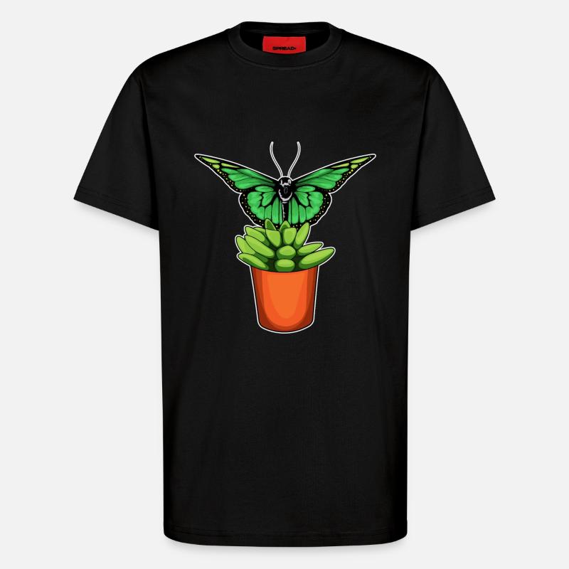 Fleur de pot de fleurs papillon - T-shirt bio décontracté fabriqué en UE - SOLID BLACK