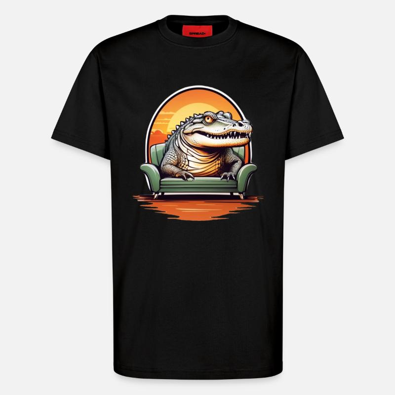Alligator auf Sofa - T-Shirt - made by SPREAD - SOLID BLACK