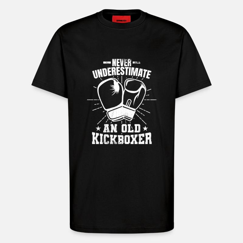 Never underestimate an old kickboxer - T-Shirt - made by SPREAD - SOLID BLACK