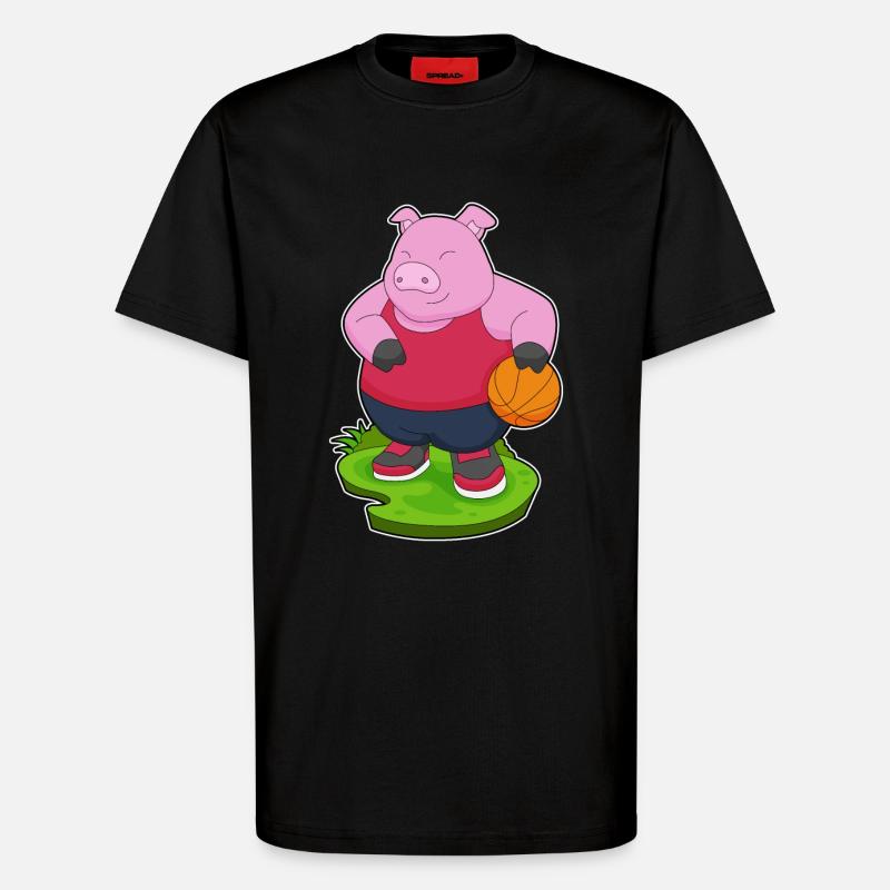 Cochon Basketteur Basketteur - T-shirt bio décontracté fabriqué en UE - SOLID BLACK