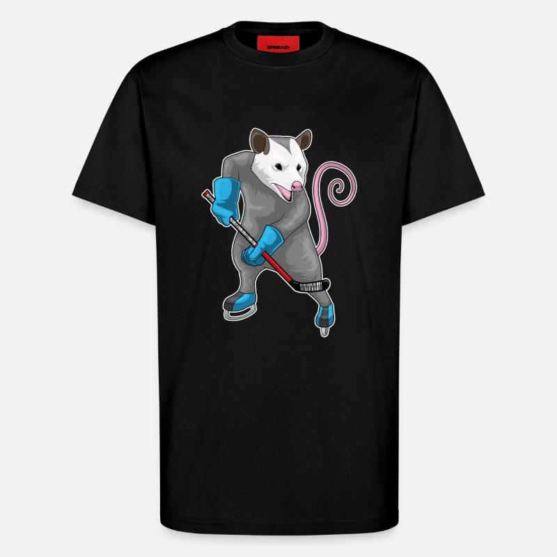 Beutelratte Eishockey Eishockeyschläger - T-Shirt - made by SPREAD - SOLID BLACK