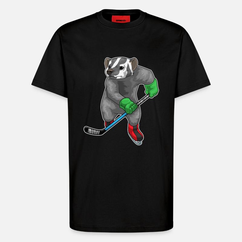 Dachs Eishockey Eishockeyschläger - T-Shirt - made by SPREAD - SOLID BLACK