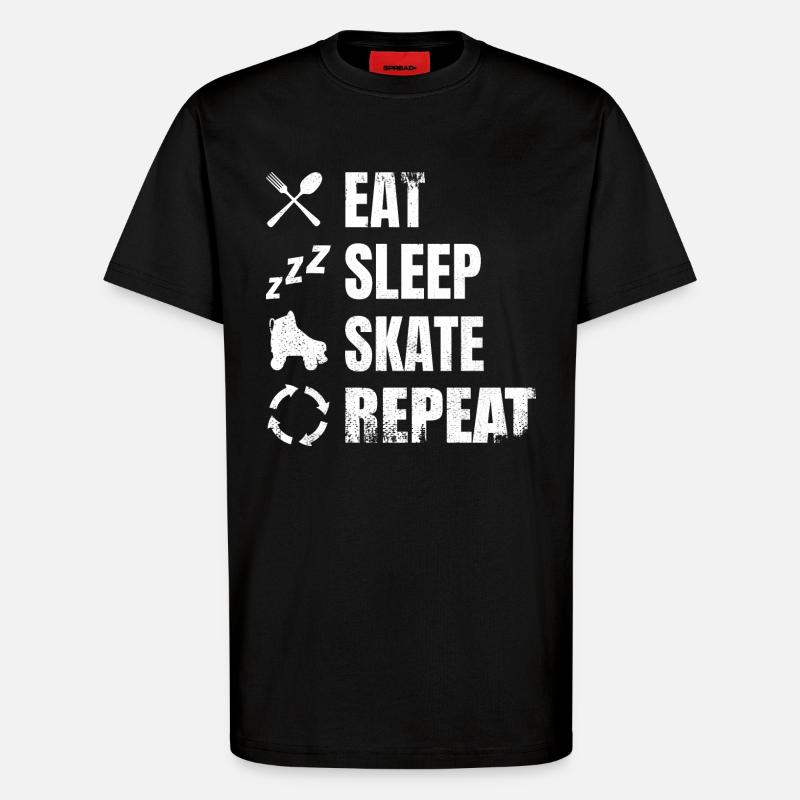 Essen Schlafen Roller Skating - T-Shirt - made by SPREAD - SOLID BLACK