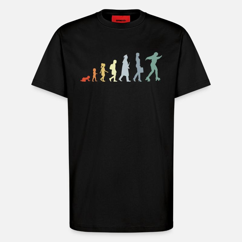 Roller Skater Evolution - T-Shirt - made by SPREAD - SOLID BLACK
