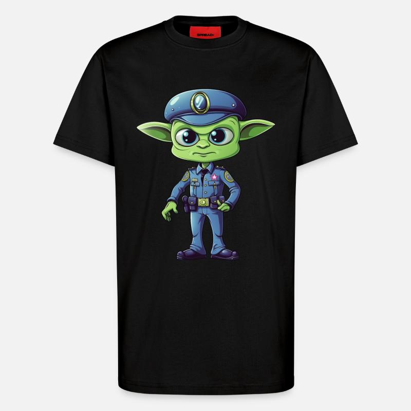 Polizei Alien - T-Shirt - made by SPREAD - SOLID BLACK
