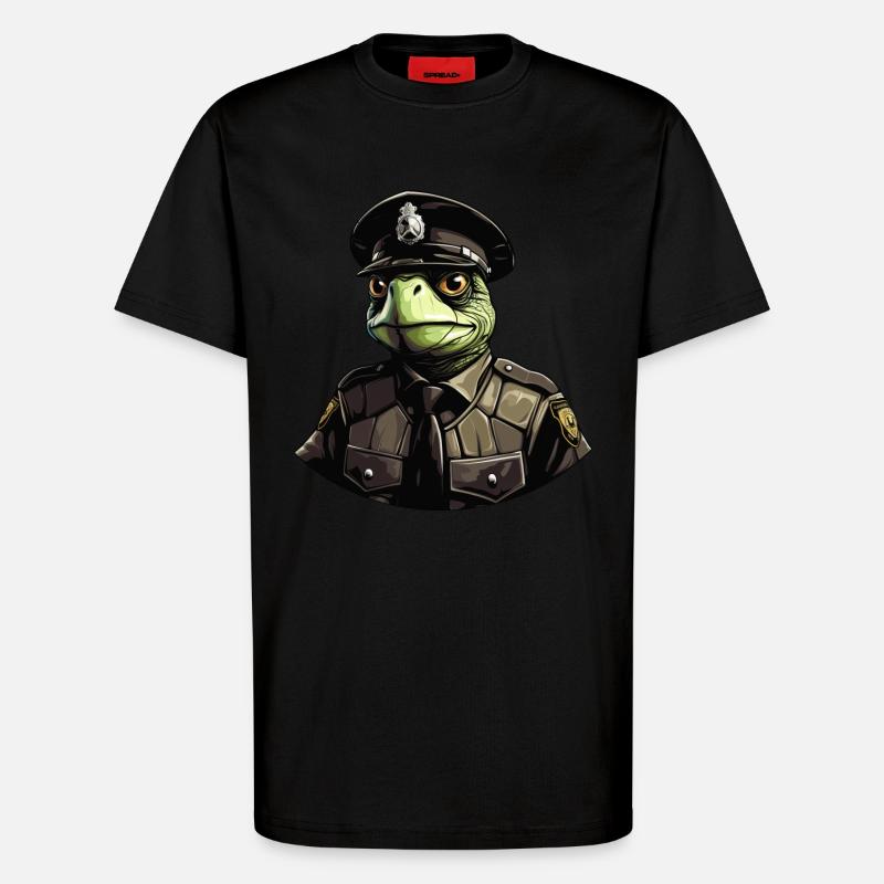 Schildkröten Polizei - T-Shirt - made by SPREAD - SOLID BLACK