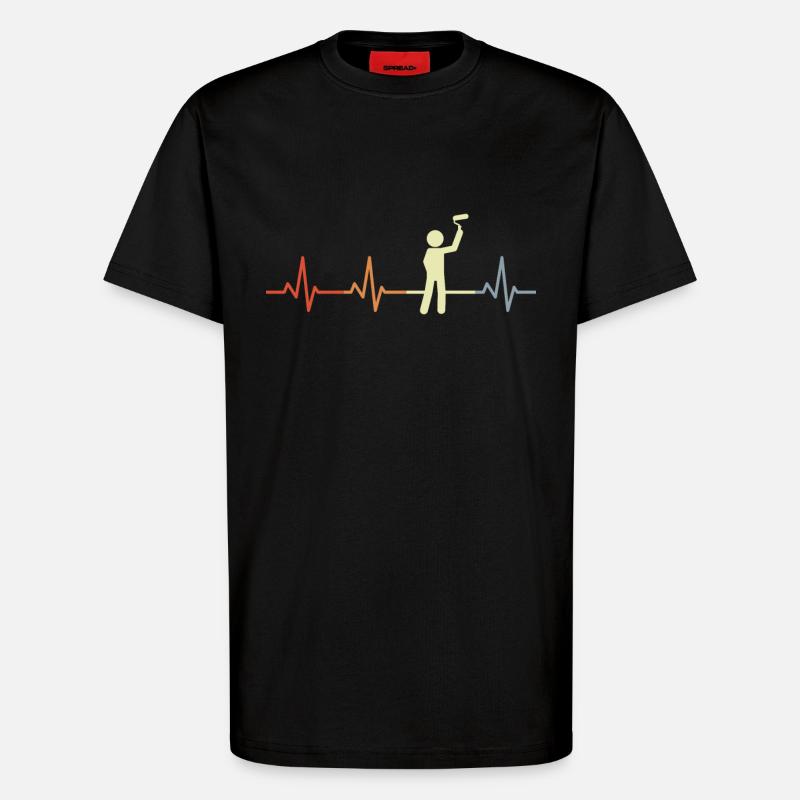 Master painter heart palpitations - T-Shirt - made by SPREAD - SOLID BLACK